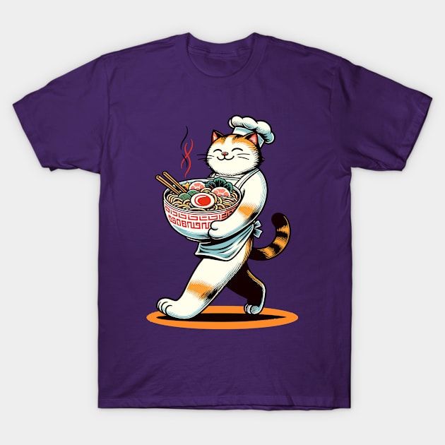 Cat carrying a bowl of ramen T-Shirt by Art_Boys